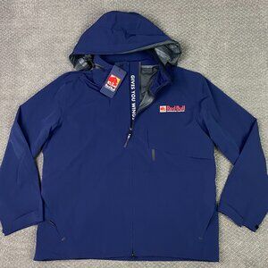 Red Bull Distribution Waterproof Jacket Unisex XL Navy Blue Hooded Men's Women's